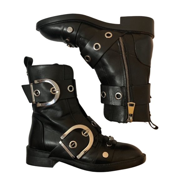 Zara Shoes - Zara Woman Moto Ankle Boots Black Vegan Leather 5